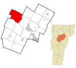 Washington County Vermont Incorporated and Unincorporated areas Waterbury highlighted